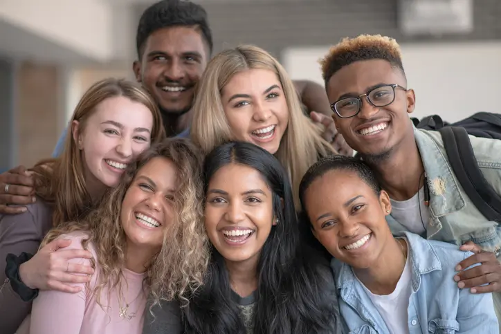 Multi ethnic group of university students.