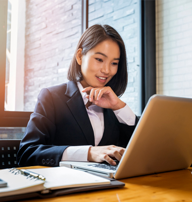 Woman working at her laptop