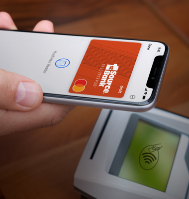 Digital 1st Source Resource Plus debit card being used with wireless reader.