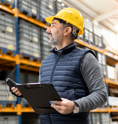 Foreman in warehouse.