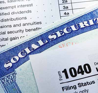 1040 tax form and social security documents