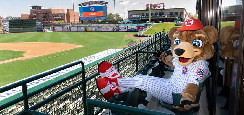 South Bend Cubs mascot Stu D. Baker