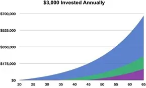 a chart showing potential growth of a $3,000 annual investment