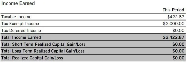 Statement providing income earned and tax status