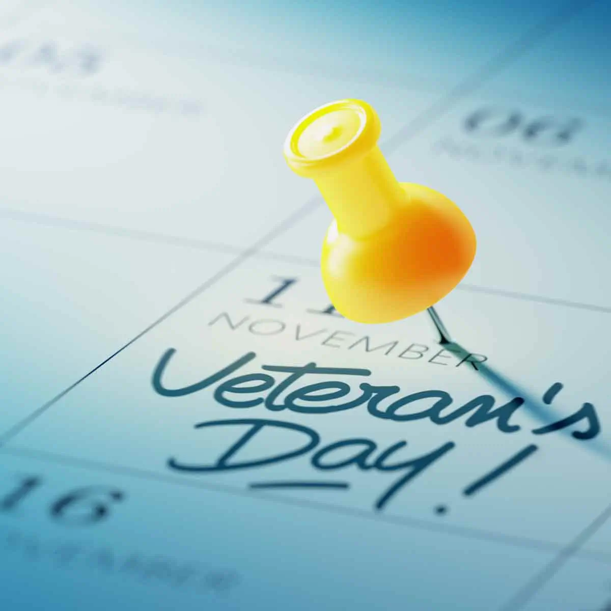 Calendar with Veterans Day highlighted, representing bank holiday and non-processing day impacts