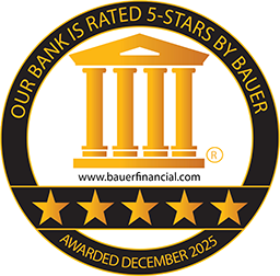 Bauer Financial's 5-star recommended bank award for 1st Source Bank, proudly serving Indiana and Michigan