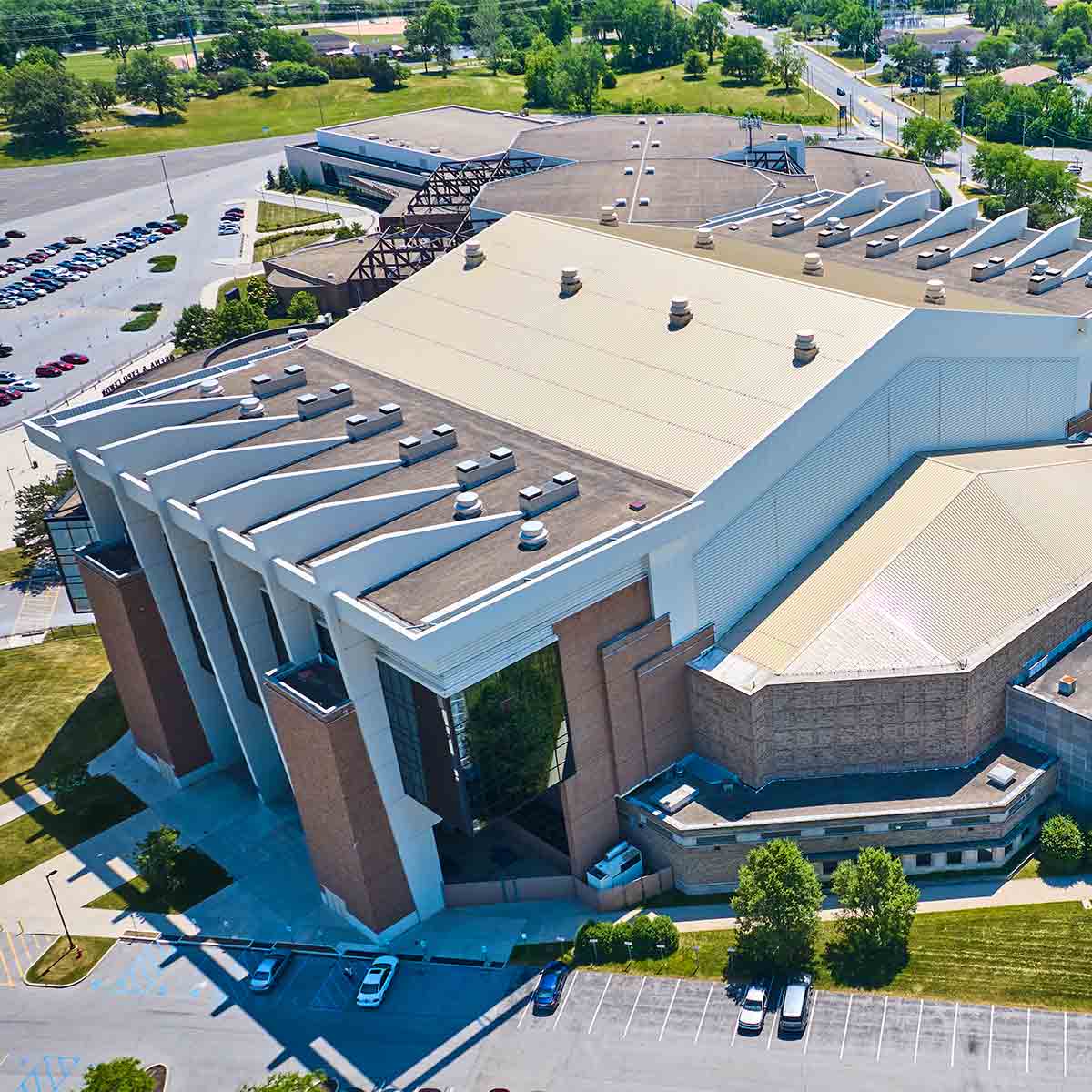 Exterior of the Allen County War Memorial Coliseum in Fort Wayne, Indiana