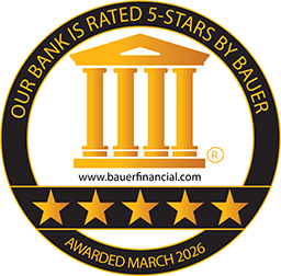 Bauer Financial's 5-star recommended bank award for 1st Source Bank, proudly serving Indiana and Michigan