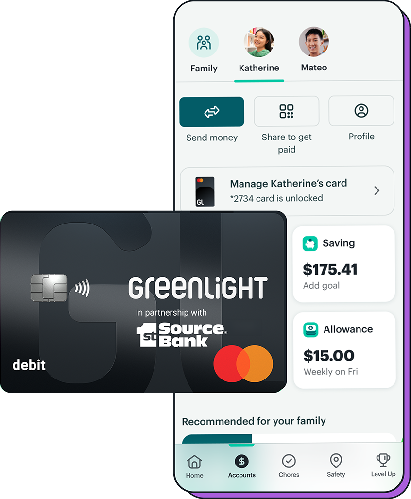 The 1st Source Bank Greenlight kid's debit card and app