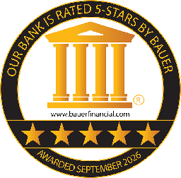 Bauer Financial's 5-star recommended bank award for 1st Source Bank, proudly serving Indiana and Michigan
