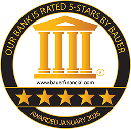 Bauer Financial's 5-star recommended bank award for 1st Source Bank, proudly serving Indiana and Michigan